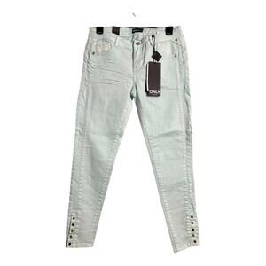 NWT Only Low Rise Jegging Distressed Turquoise denim Second Skin 29